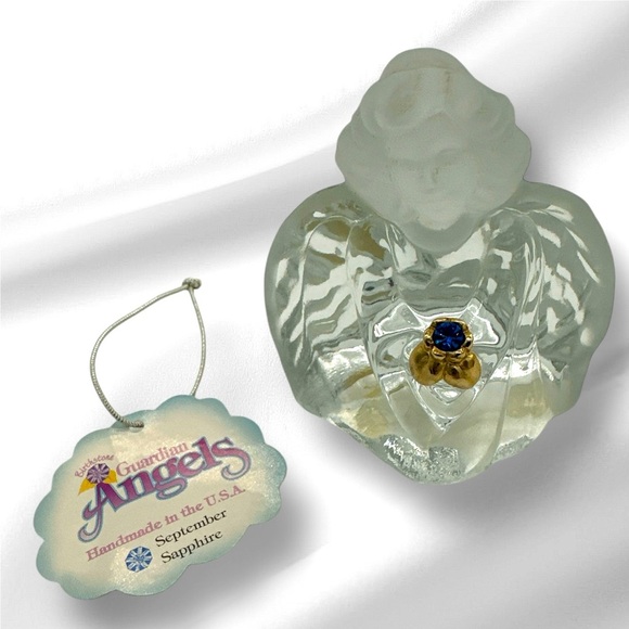 Fenton Art Glass Birthstone Angel Figurine Paperweight September Sapphire - Picture 1 of 8